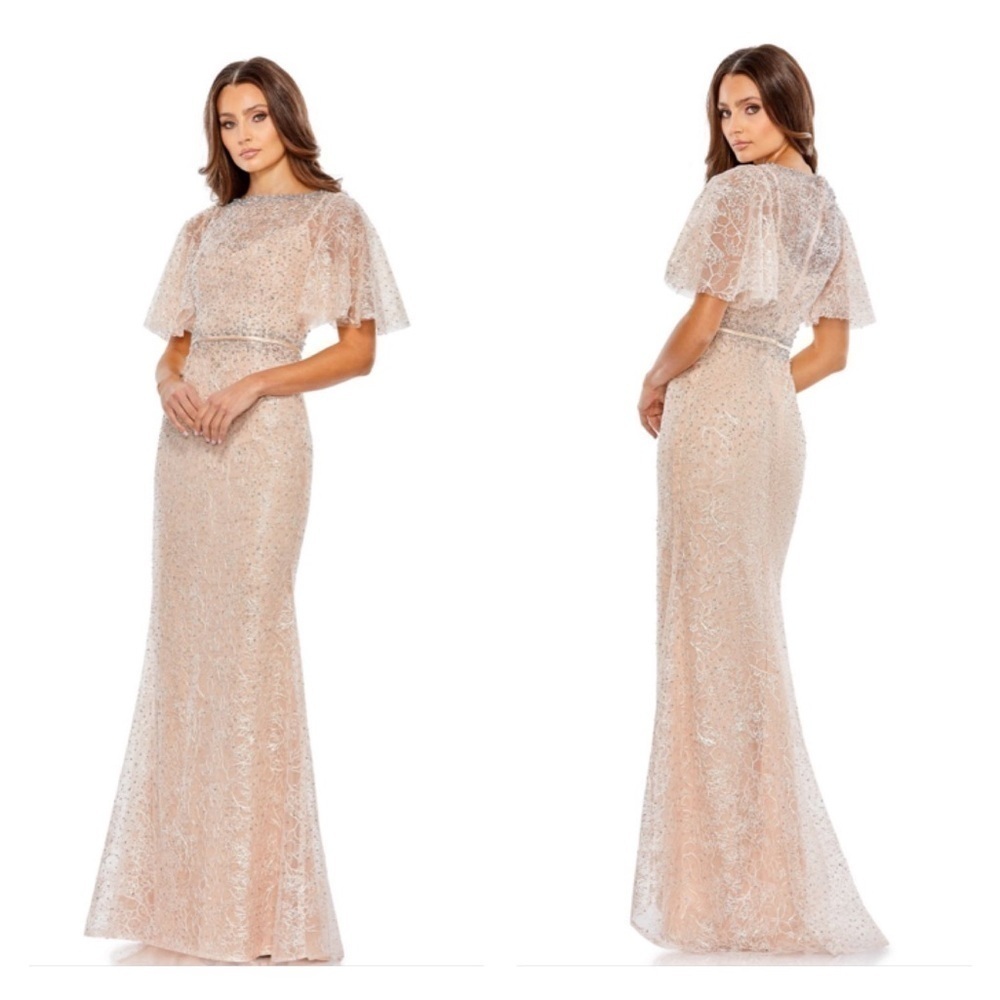 Mac Duggal 20368 NWT Flare Sleeve Beaded Lace Dress